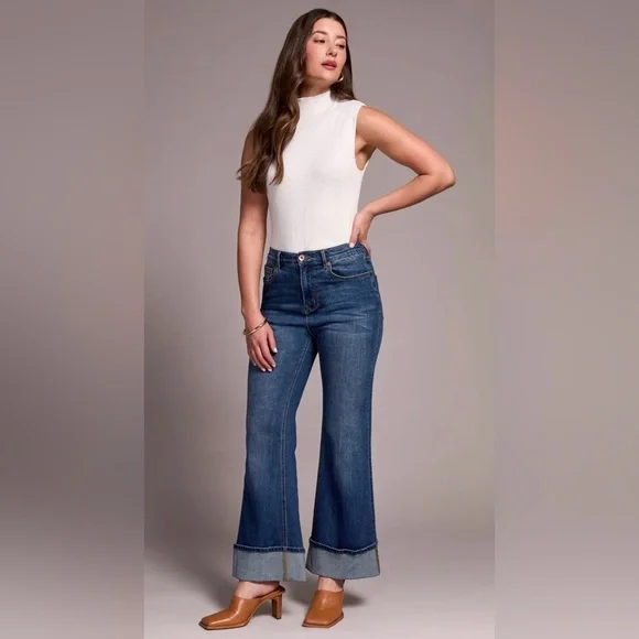 Tribal Brooke Cuffed Palazzo Jeans - Picture 11 of 12